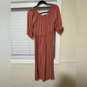 Shabby Chic Terracotta Long Sleeve Dress